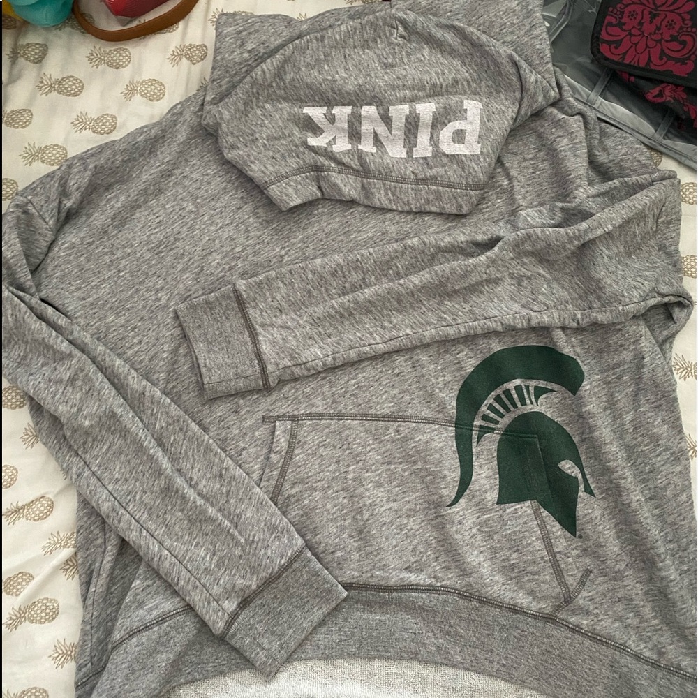 Pink oversized Michigan State hoodie